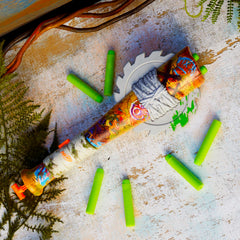 Nerf Zombie Strikeout foam blade detail evokes battle-ready gear for pretend combat.