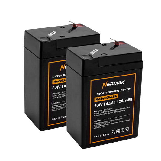 NERMAK 6V 4.5Ah LiFePO4 battery pack with compact build for easy replacement.