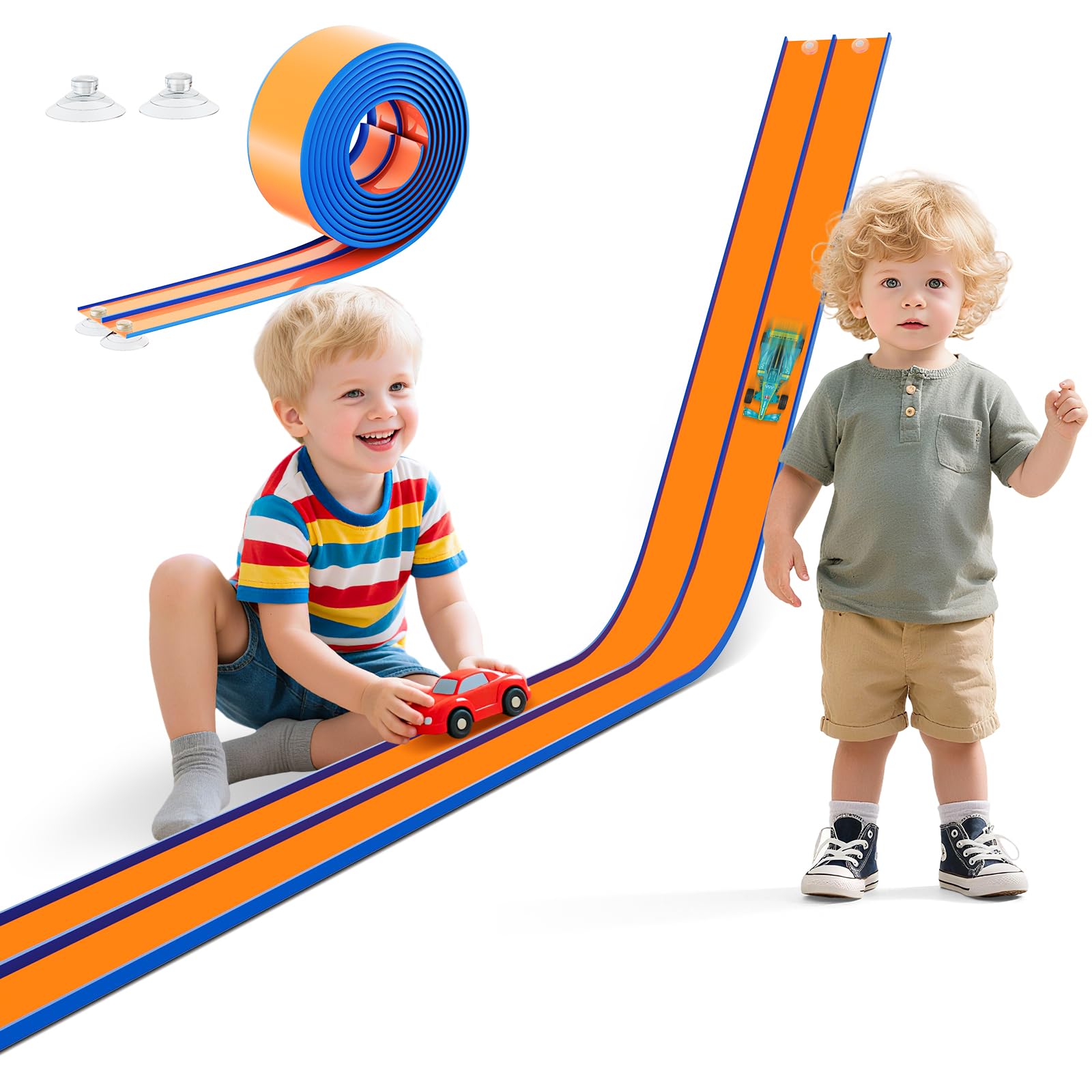 NESTALK 15ft race track setup on any surface for fast playful races.
