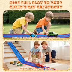 NESTALK blue and red track design with vibrant, kid-friendly colors.
