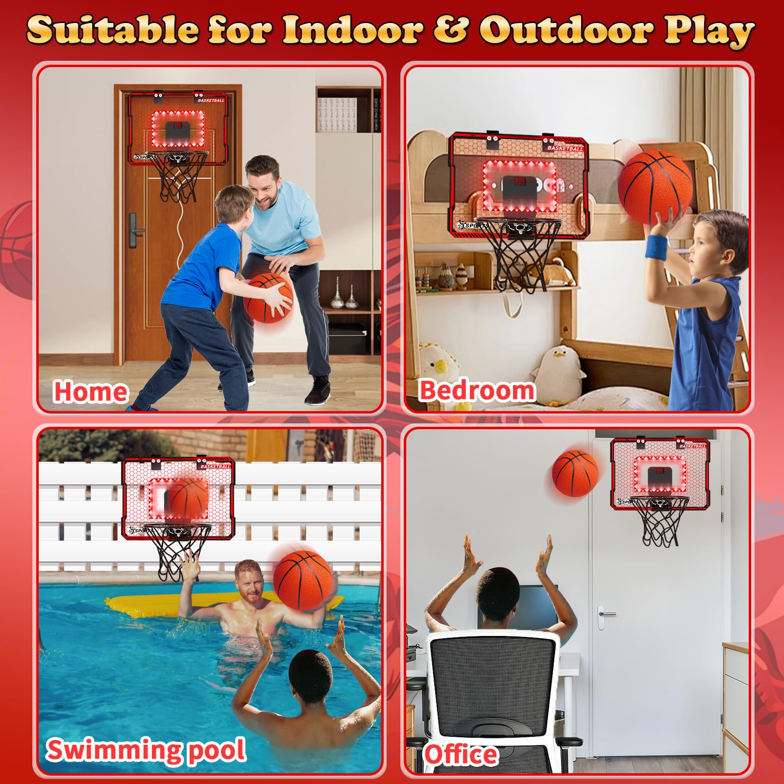 NEUBSAW durable shatterproof backboard and spring-loaded rim
