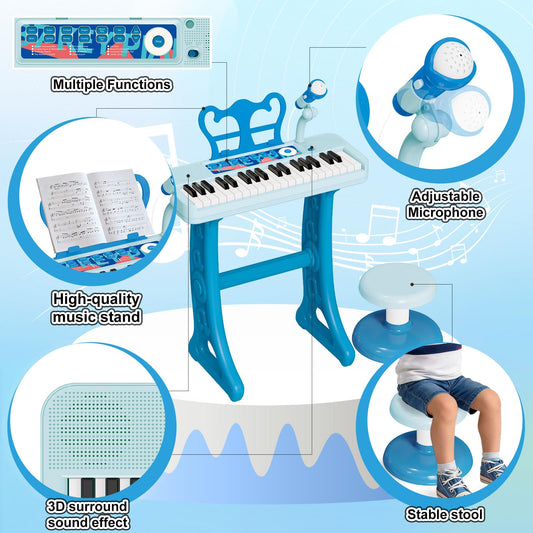 NEUBSAW piano with microphone for kids to sing along.