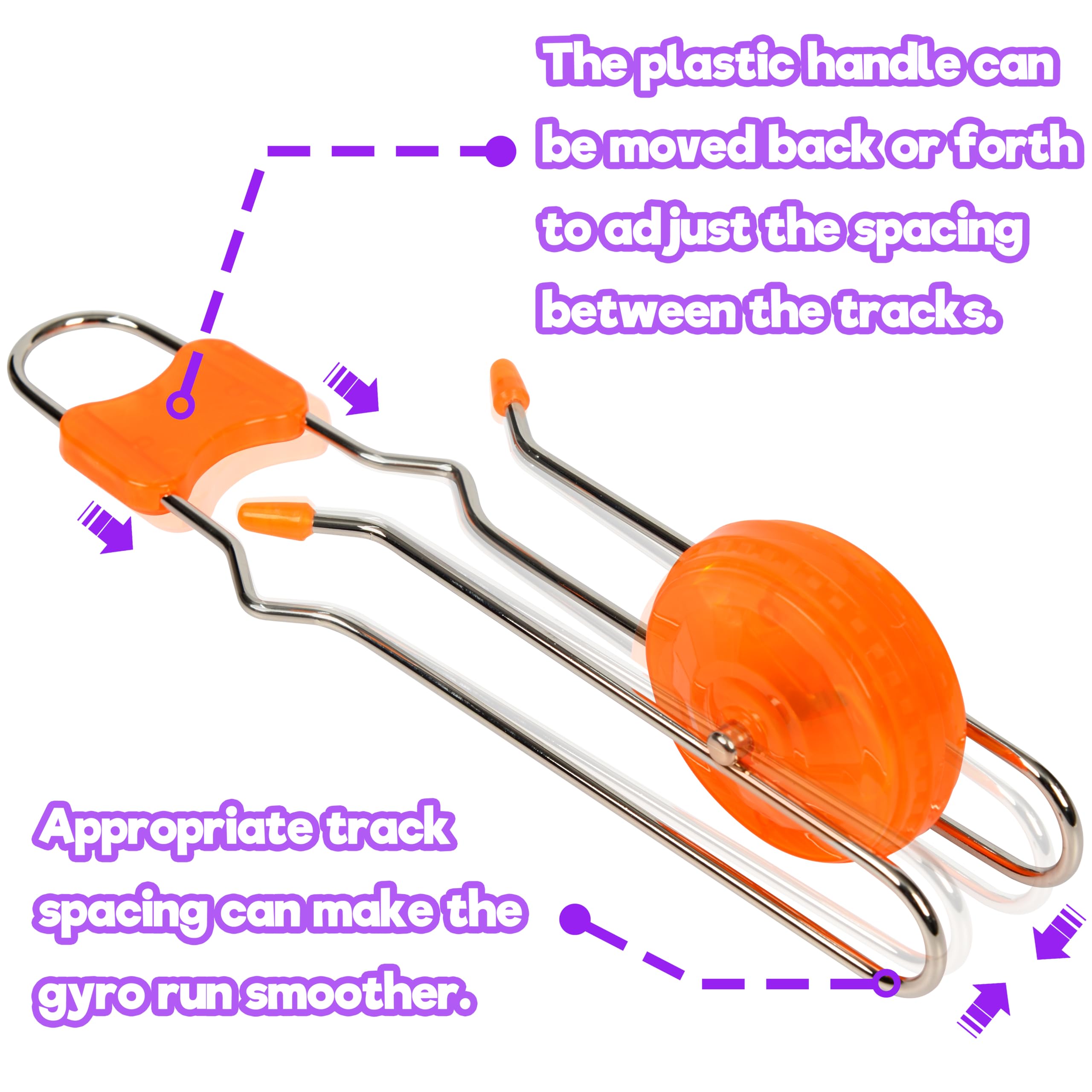 Neureyte red light up gyro wheels on track enhances attention during play.