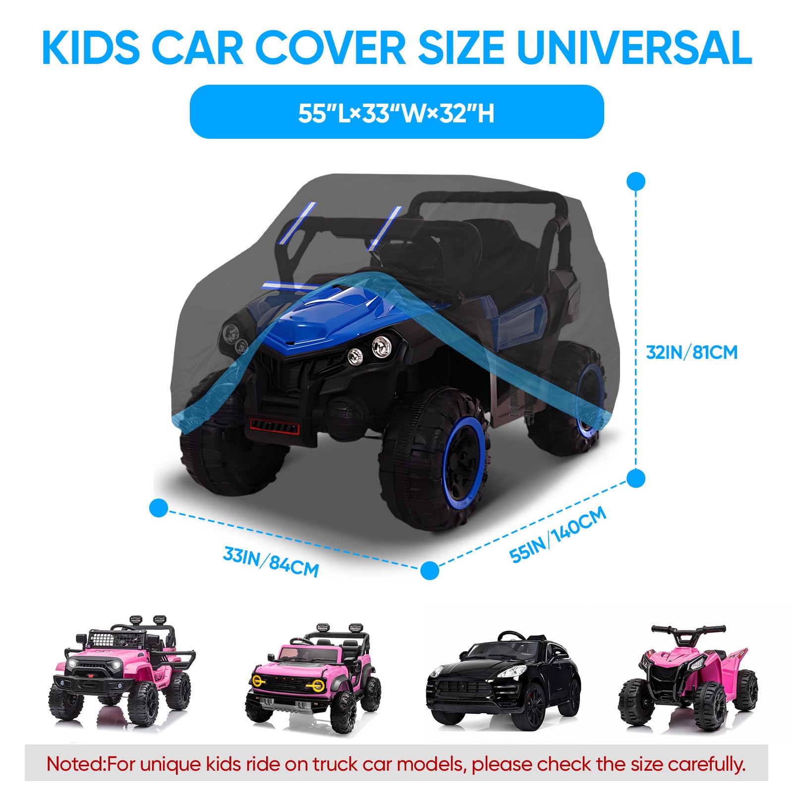 Neverland Ride-On Cover elastic hem ensures snug 12/24V fit