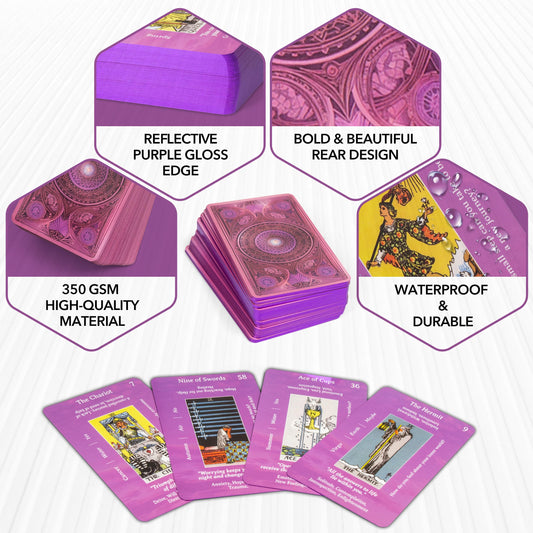 Nevkha tarot pink-purple edged design highlights durability and style for sessions.