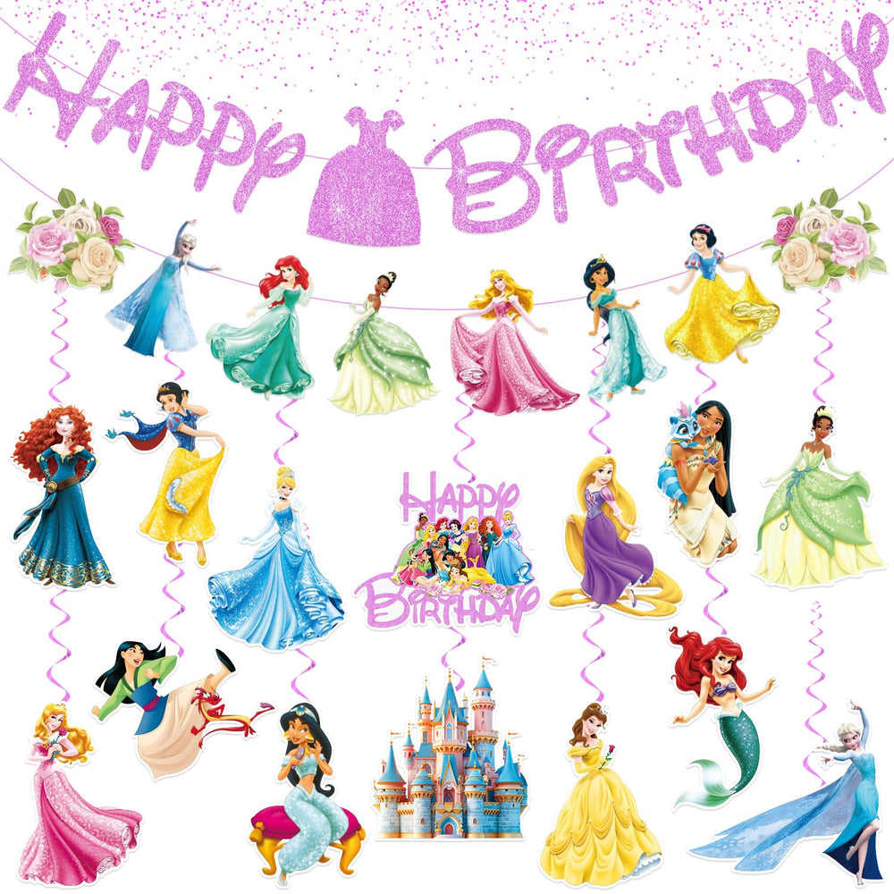NEW BARLEY glittery Happy Birthday banner boosts princess party sparkle.