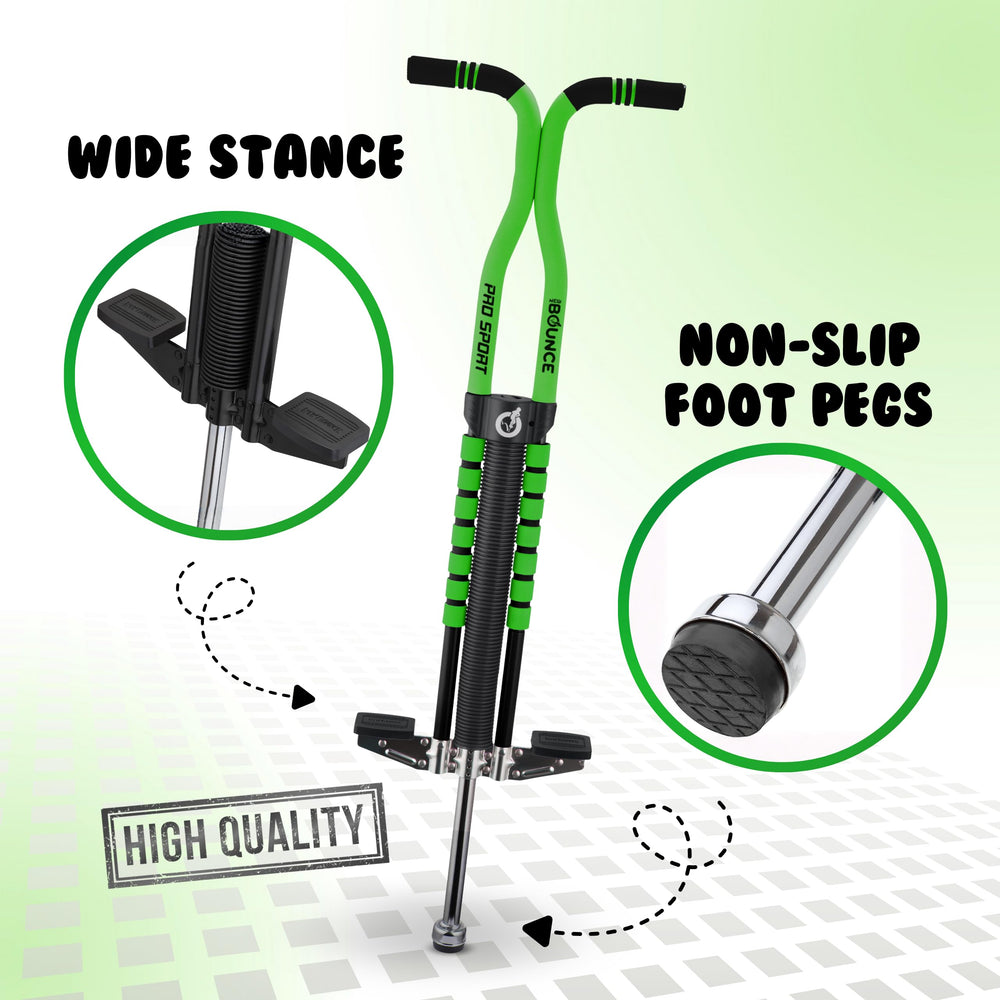 New Bounce Pogo Stick Easy-Grip Foam Handles provide comfortable, secure control.