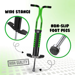 New Bounce Pogo Stick Easy-Grip Foam Handles provide comfortable, secure control.