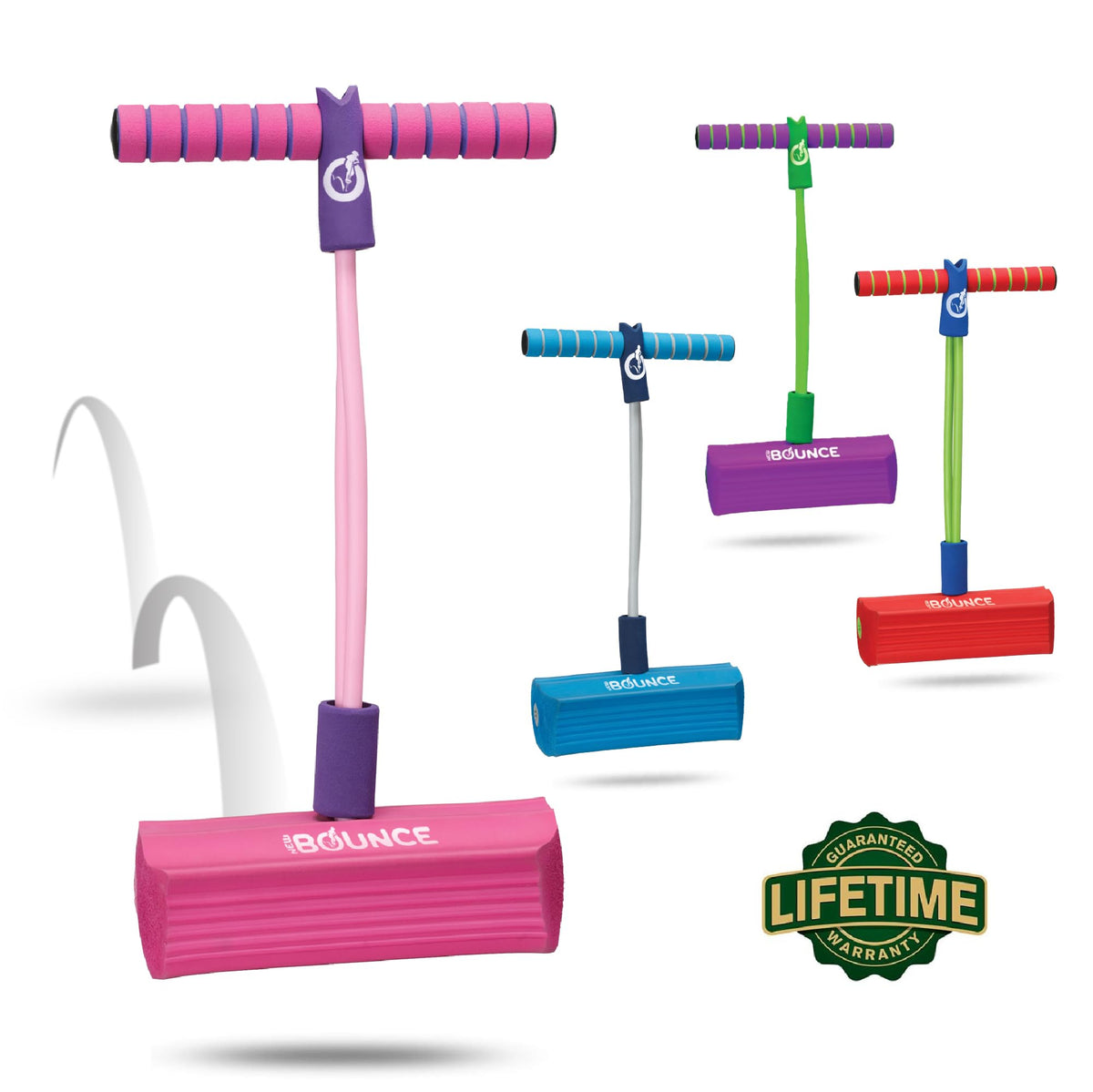 New Bounce Pogo Stick foam jumper - child grips the comfy handle for balance.