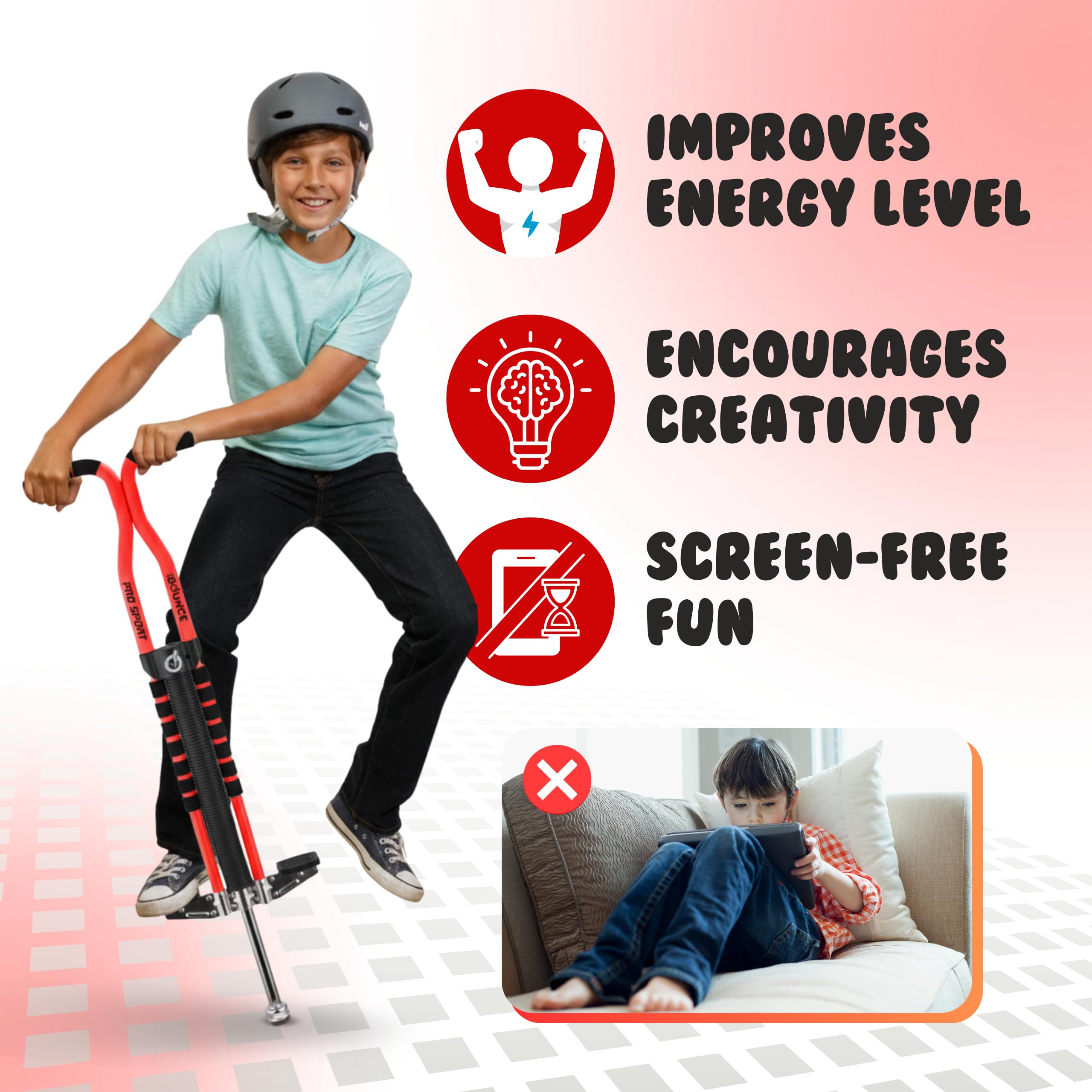 New Bounce Pogo Stick Kids multicolor shell adds vibrant style outdoors.
