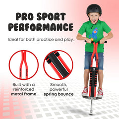 New Bounce Pogo Stick Kids wide stance improves stability for beginners.