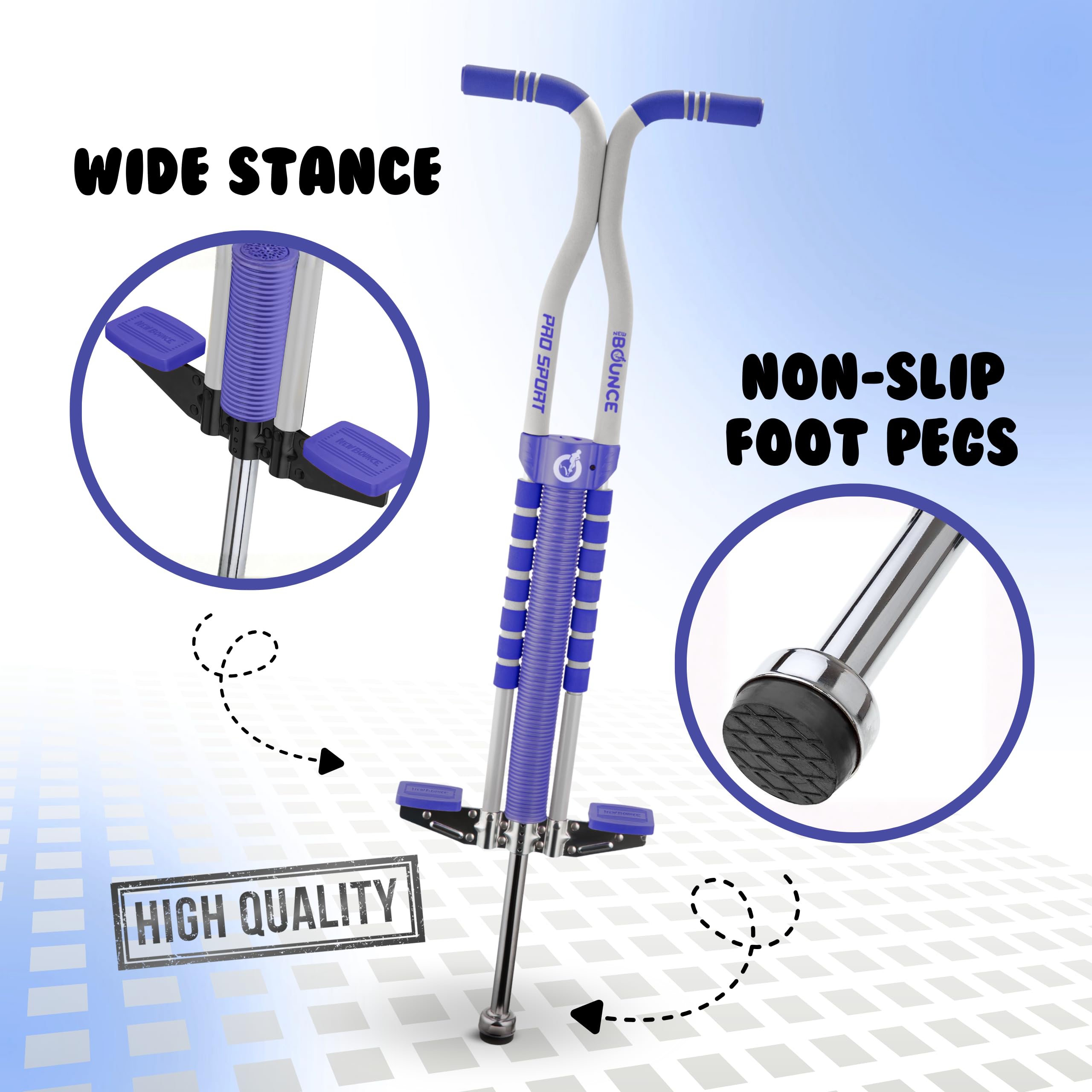 New Bounce Pogo Stick Pro Sport Edition foam handles provide comfortable grip during use