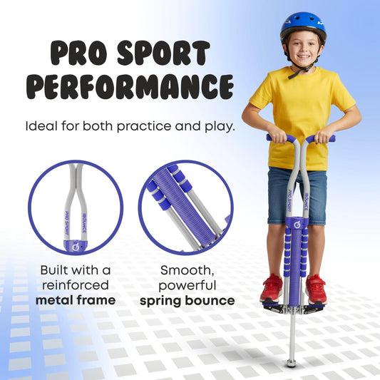 New Bounce Pogo Stick Pro Sport Edition side view highlights stable handling for jumps