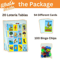 New To Town Lotería board set with 20 boards for extended sessions.