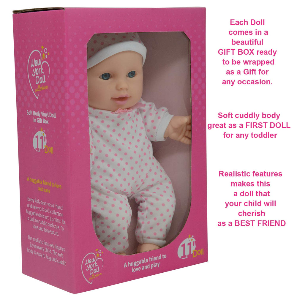 The New York Doll Collection close-up of vinyl head and limbs for lifelike play.