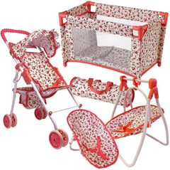 The New York Doll Collection deluxe stroller designed for 18-inch dolls with smooth, push-controlled wheels.