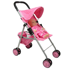 The New York Doll Collection Doll Stroller Seat Belt keeps dolls secure during movement.