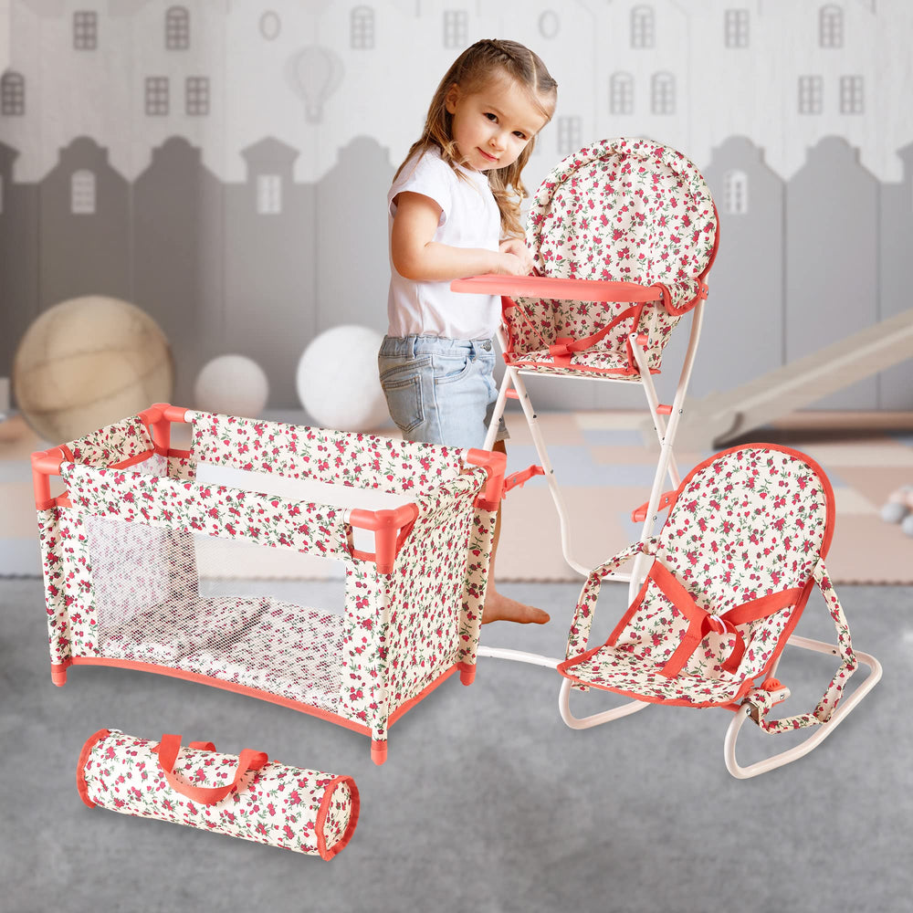 The New York Doll Collection floral 18-inch doll furniture, durable for regular play.