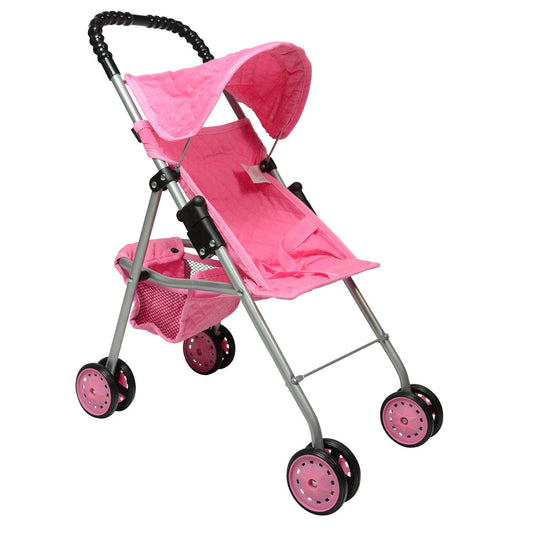 The New York Doll Collection My First Doll Stroller hood provides shade during play.