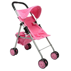 The New York Doll Collection My First Doll Stroller hood provides shade during play.