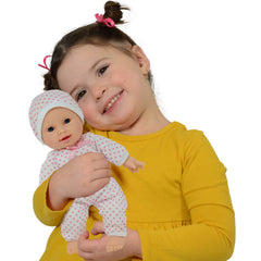 The New York Doll Collection polka-dotted onesie adds adorable charm.