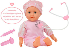 The New York Doll Collection toy stethoscope lets kids listen to gentle heartbeat sounds.