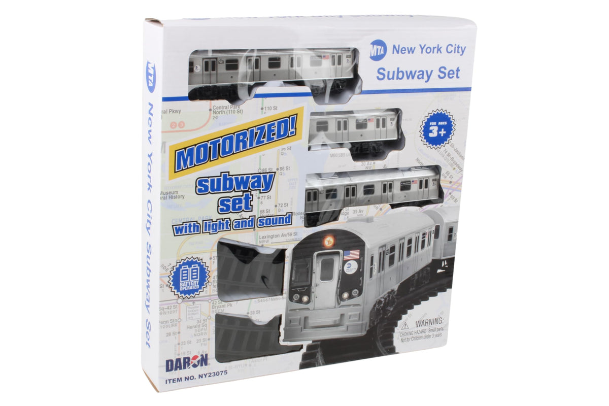 New York MTA battery-operated train set with track for playroom fun