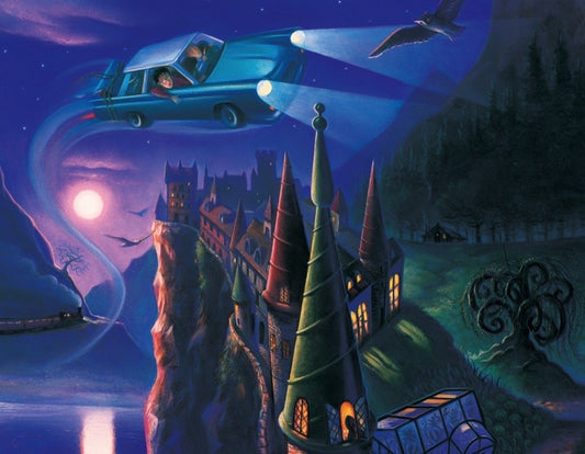 New York Puzzle Company Harry Potter Enchanted Car Mini piece closeup shows detailed artwork