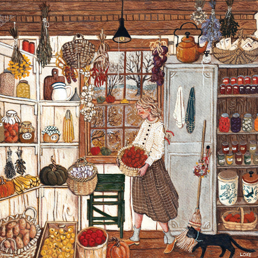 Close-up of Loré Pemberton Winter Stores puzzle pieces showing random die cuts.