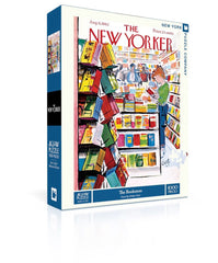 New York Puzzle Company New Yorker The Bookstore puzzle box front, ideal gift for puzzle lovers.