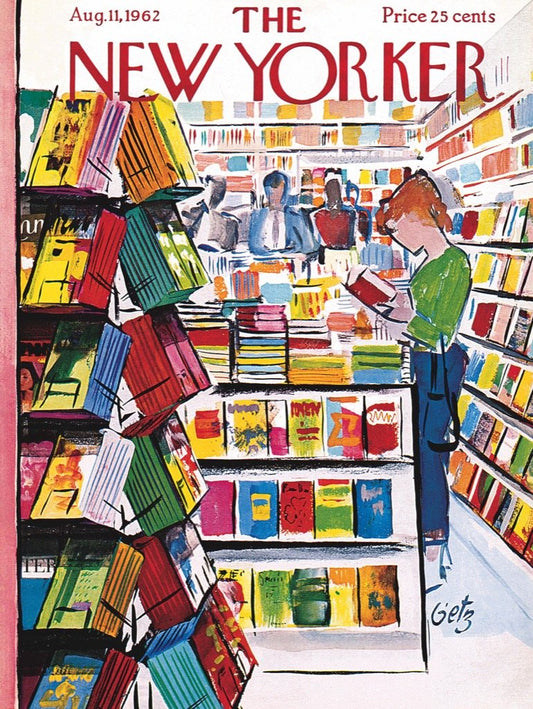 New York Puzzle Company New Yorker The Bookstore 1000-piece puzzle mid-assembly on table for family night.