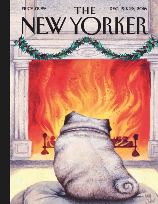 New York Puzzle Company Yule Dog Mini art cover showcases Ana Juan illustration