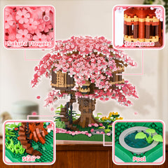 NEWABWN Cherry Blossom Bonsai Tree House high platform showcases a tranquil, decorative scene