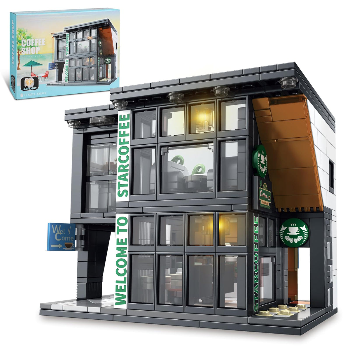 NEWABWN City Coffee House two-floor layout showcasing cozy cafe setup for creative play