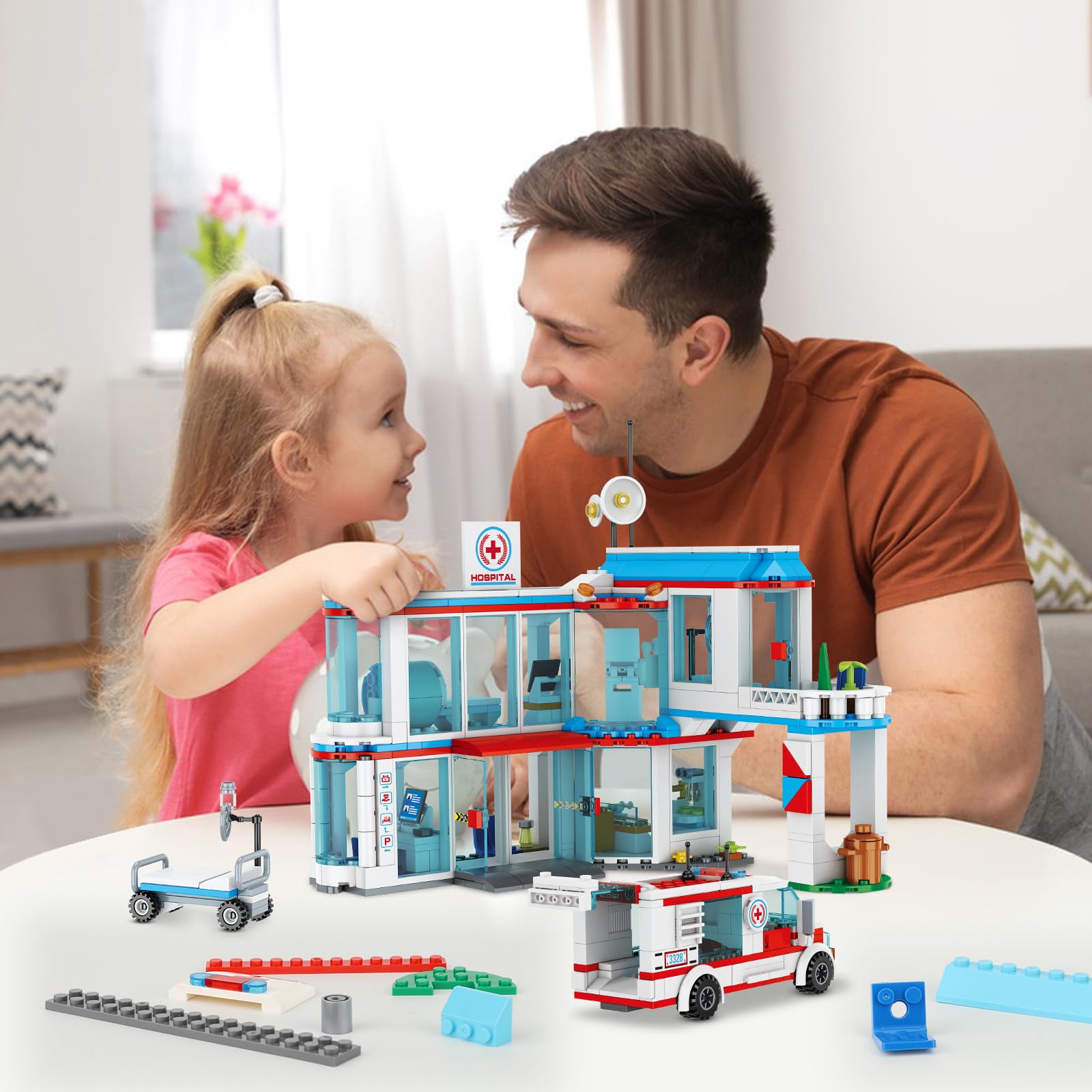 NEWABWN City Hospital STEM street-lamp highlights ambient city details during play.