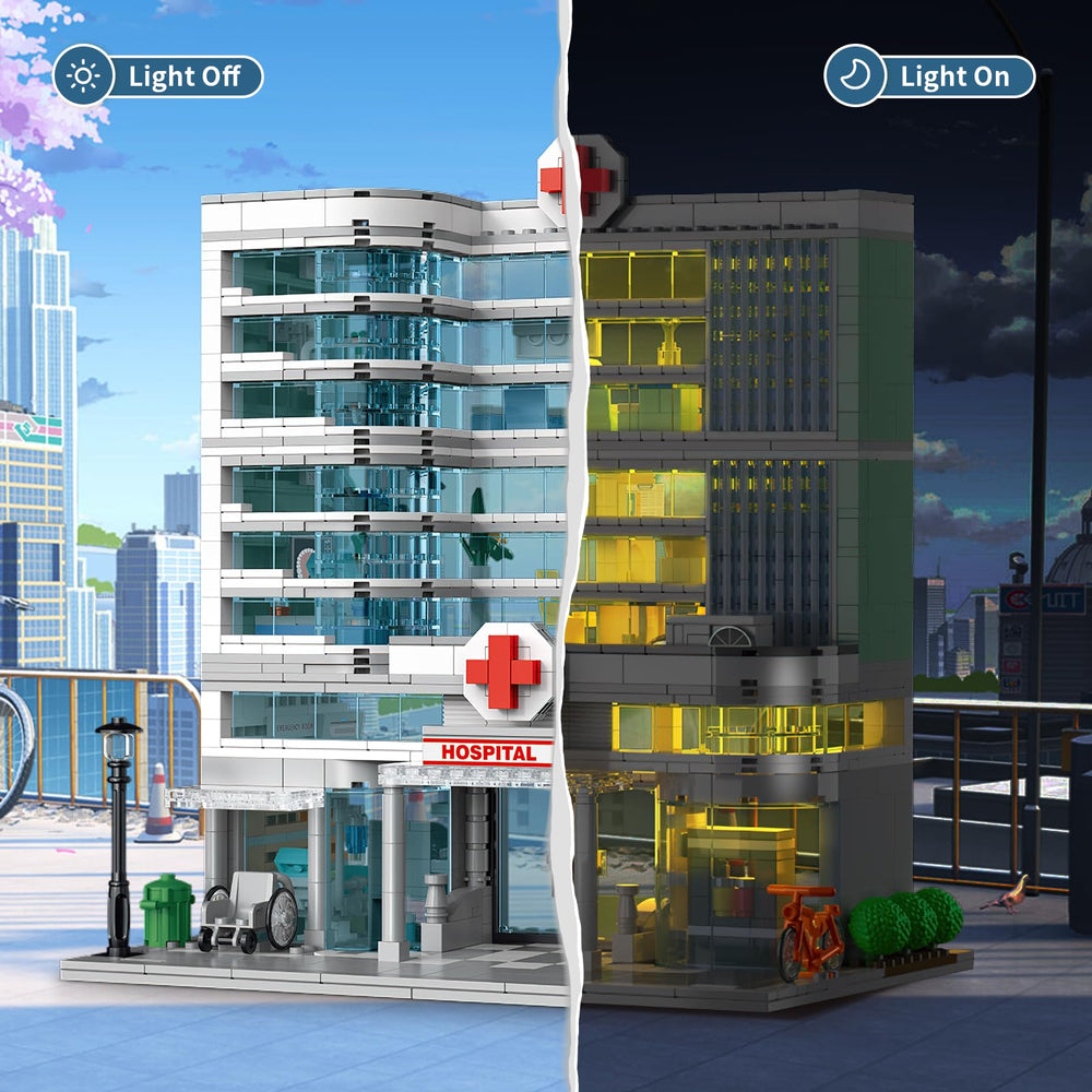 NEWABWN City Hospital toy includes wheelchair and stretcher for realistic scenes.