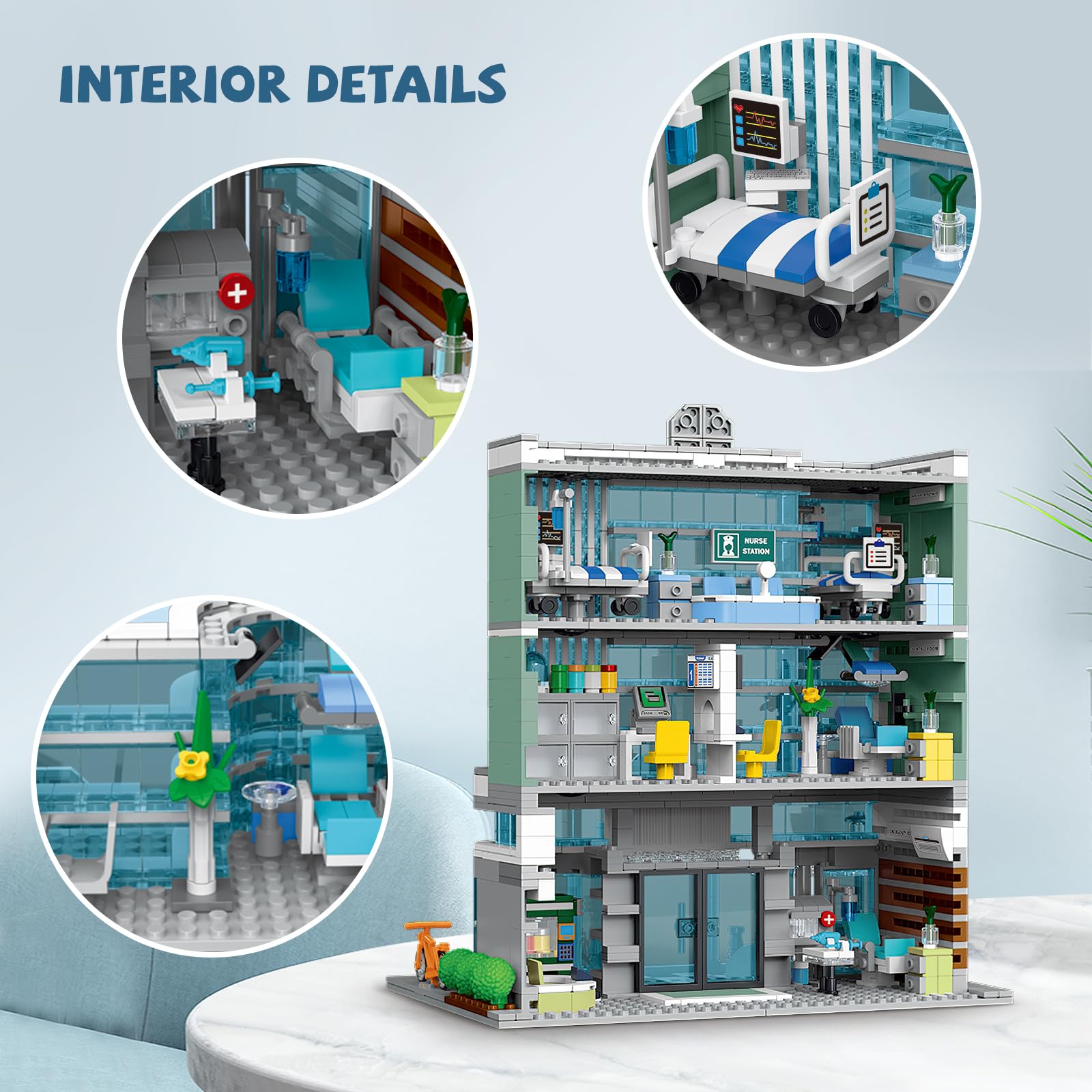 NEWABWN City Hospital toy compatible with LEGO bricks for extended creativity.
