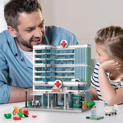 NEWABWN City Hospital toy with street lamp and other accessories.
