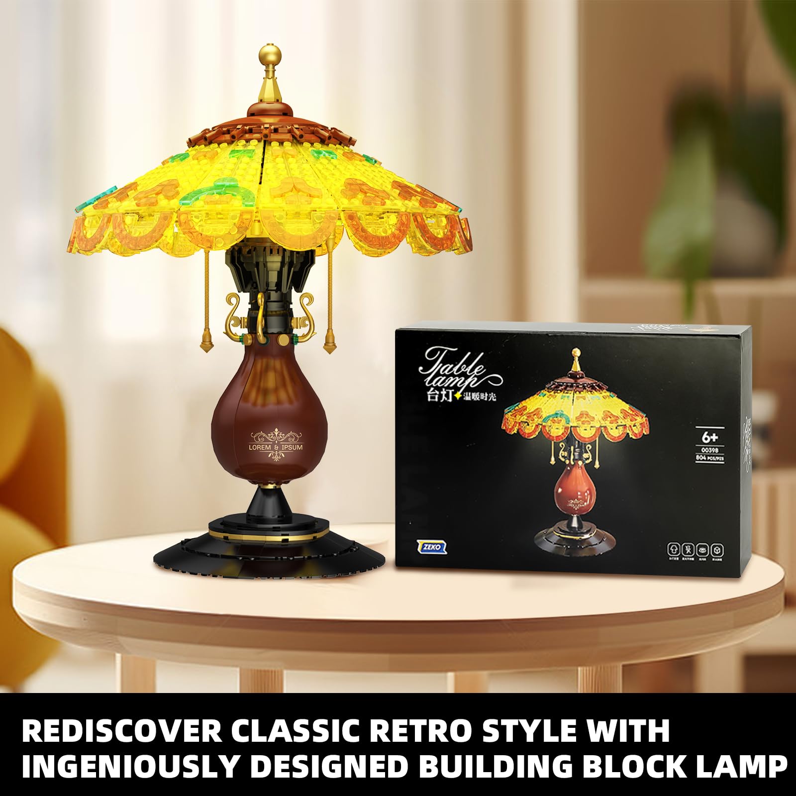 NEWABWN retro lamp shade softens light for cozy ambiance.