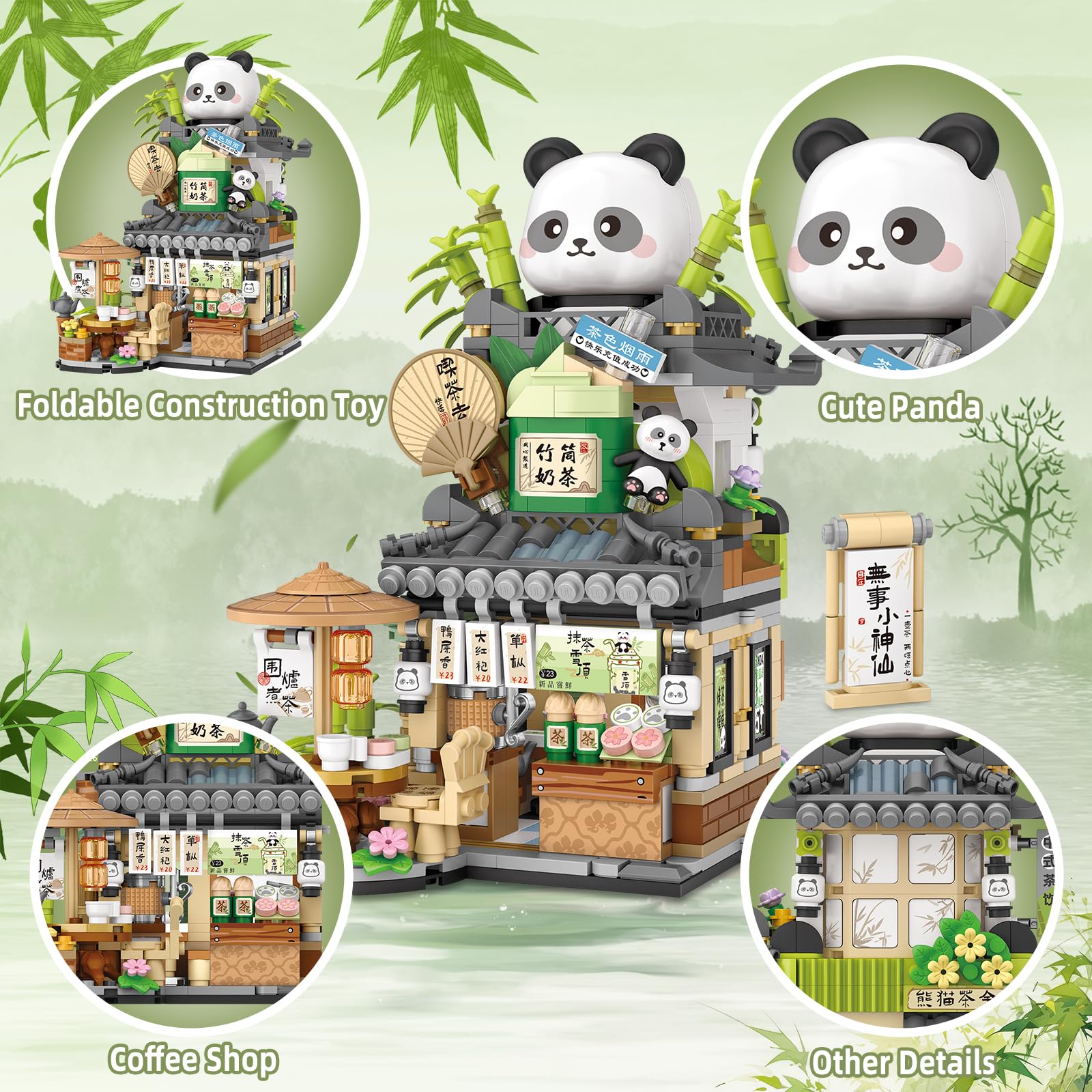 NEWABWN Street View Tea Shop inside reveals micro-details that spark imaginative building play.