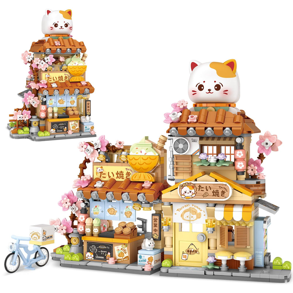 NEWABWN Taiyaki Shop mini blocks decorate your desk with a playful panda scene.