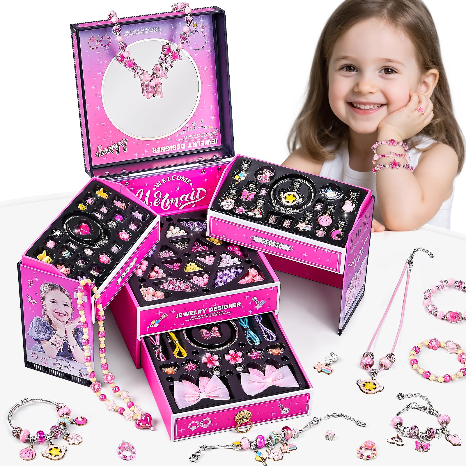 NewBandMo jewelry making kit contents with beads and tools for creative crafting