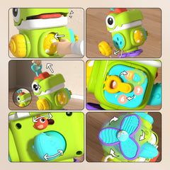 Newcrave elephant ring toy with light and music for multisensory play.