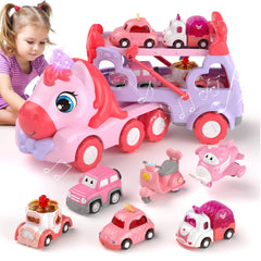 newcrave princess transport truck large pink unicorn design boosts imaginative play