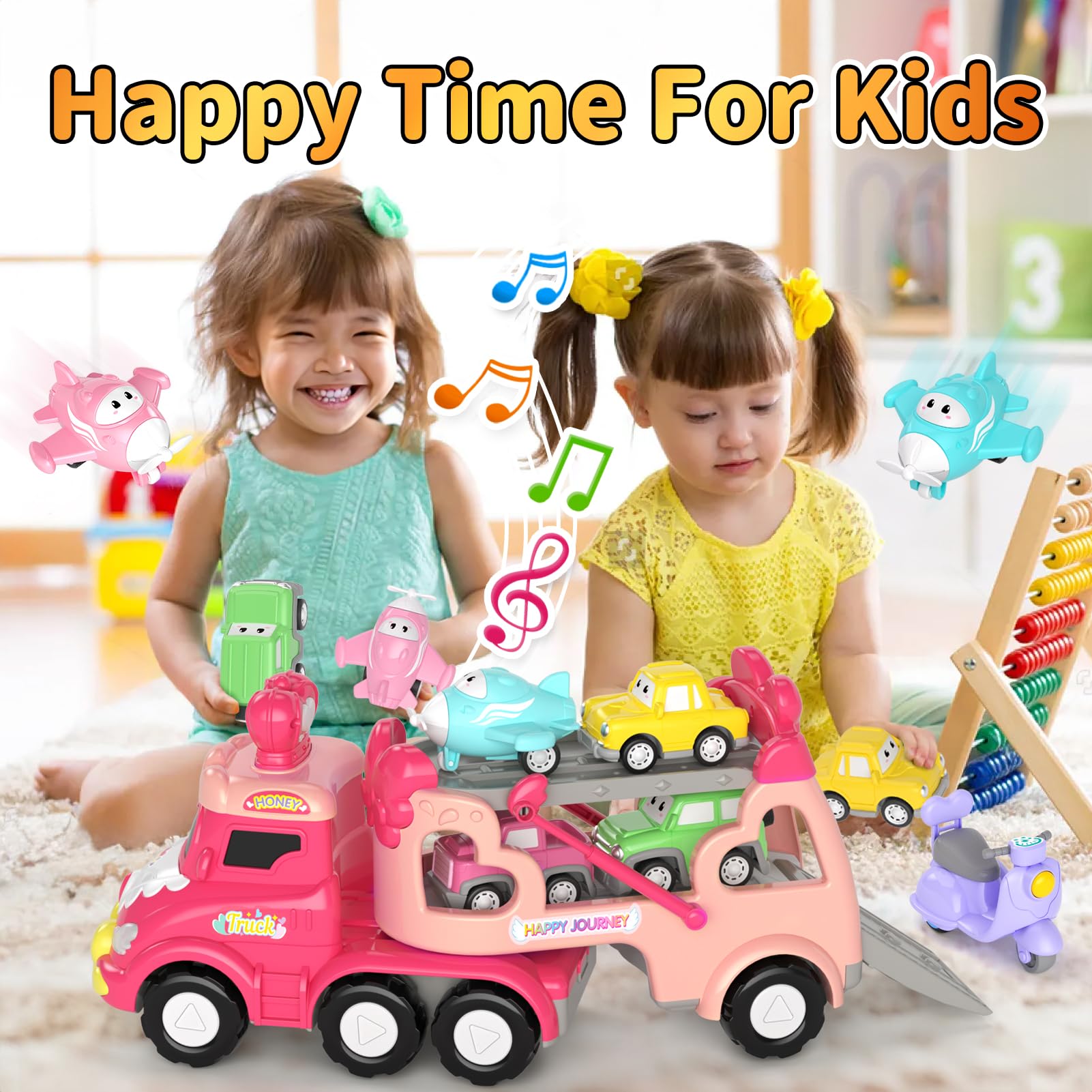 Newcrave double-decker truck with cars in motion for active play