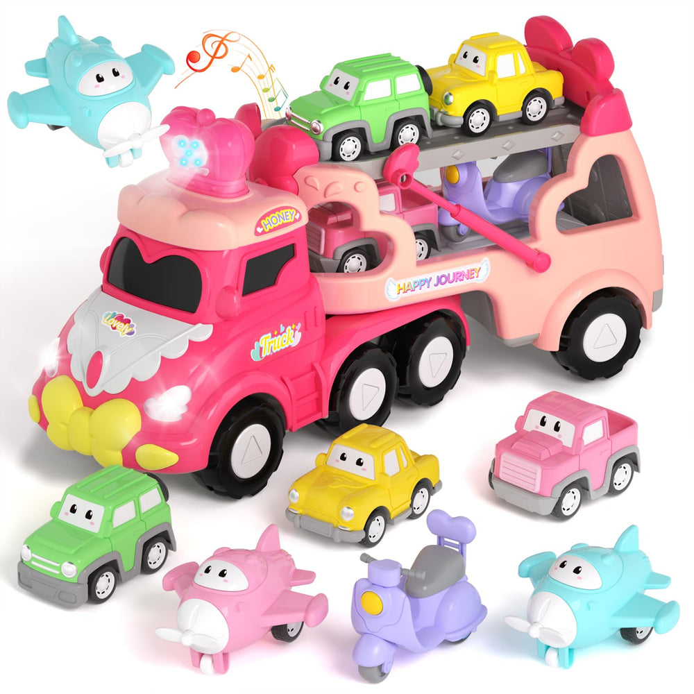 Newcrave pink front-view truck toy boosts color recognition during play