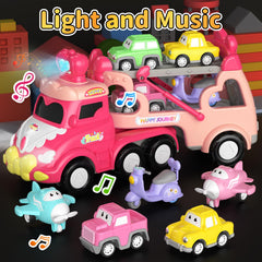 Newcrave pink side-view truck toy highlights bold accents for imaginative play