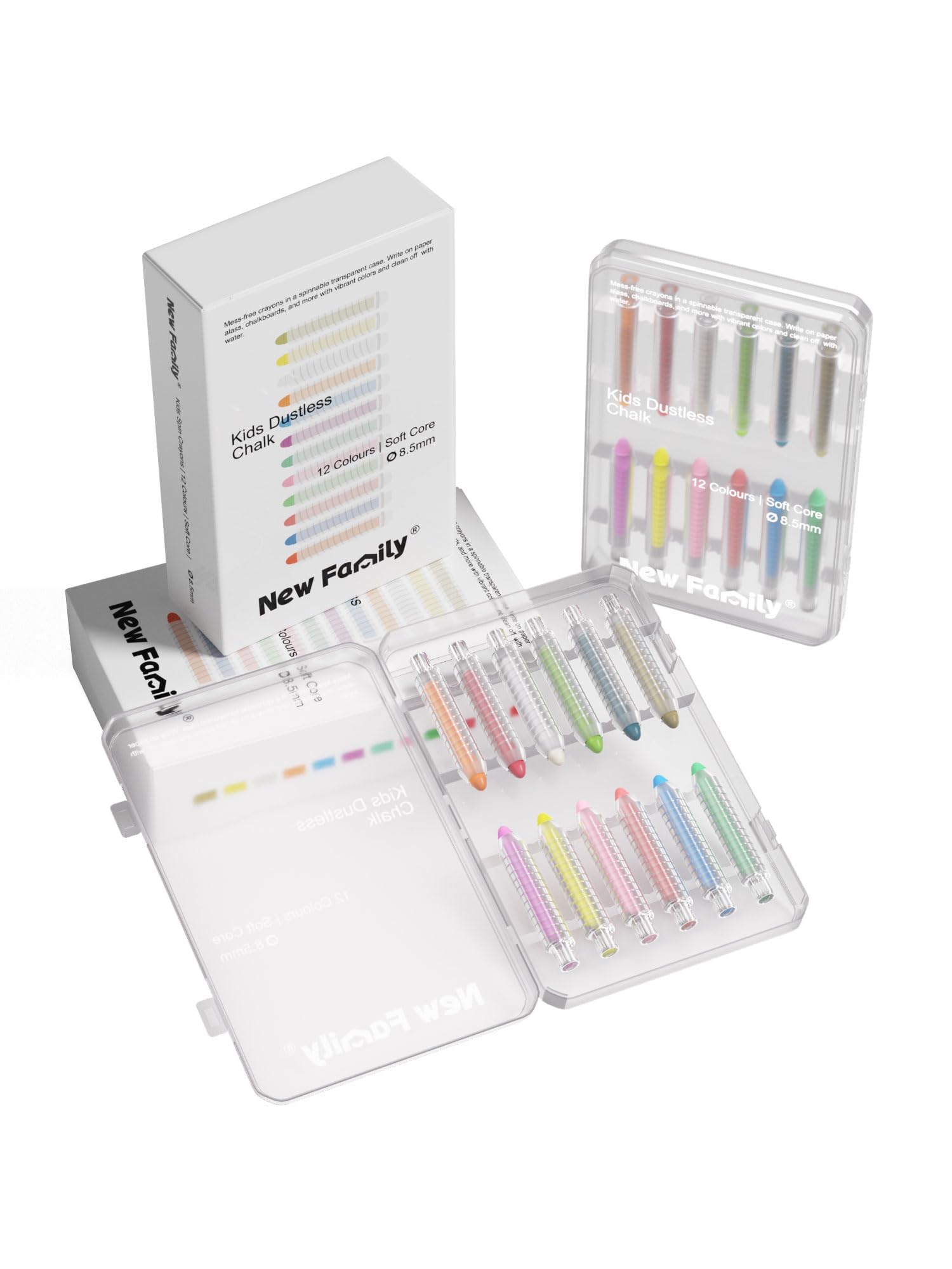 NewFamily dustless chalk 24 sticks for vibrant, easy-clean classroom and home art.