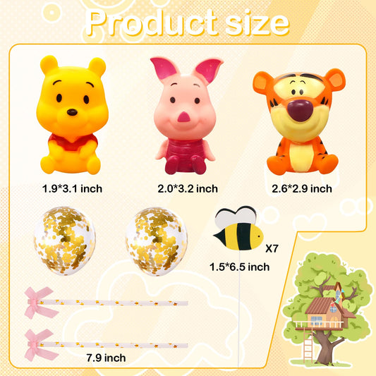 Newmemo Pooh bear figurine topper adds reusable charm to birthdays.