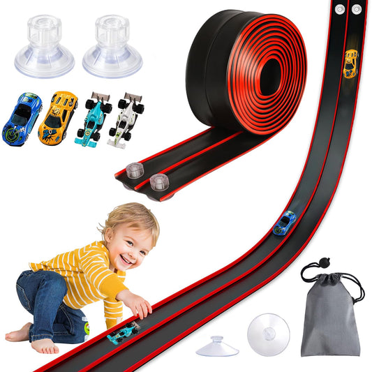Newmkr 15ft flex track setup offers quick, adaptable play spaces.
